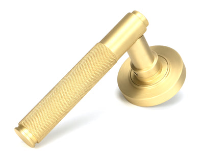 From The Anvil 50843 - Satin Brass Brompton Lever on Rose Set (Plain)