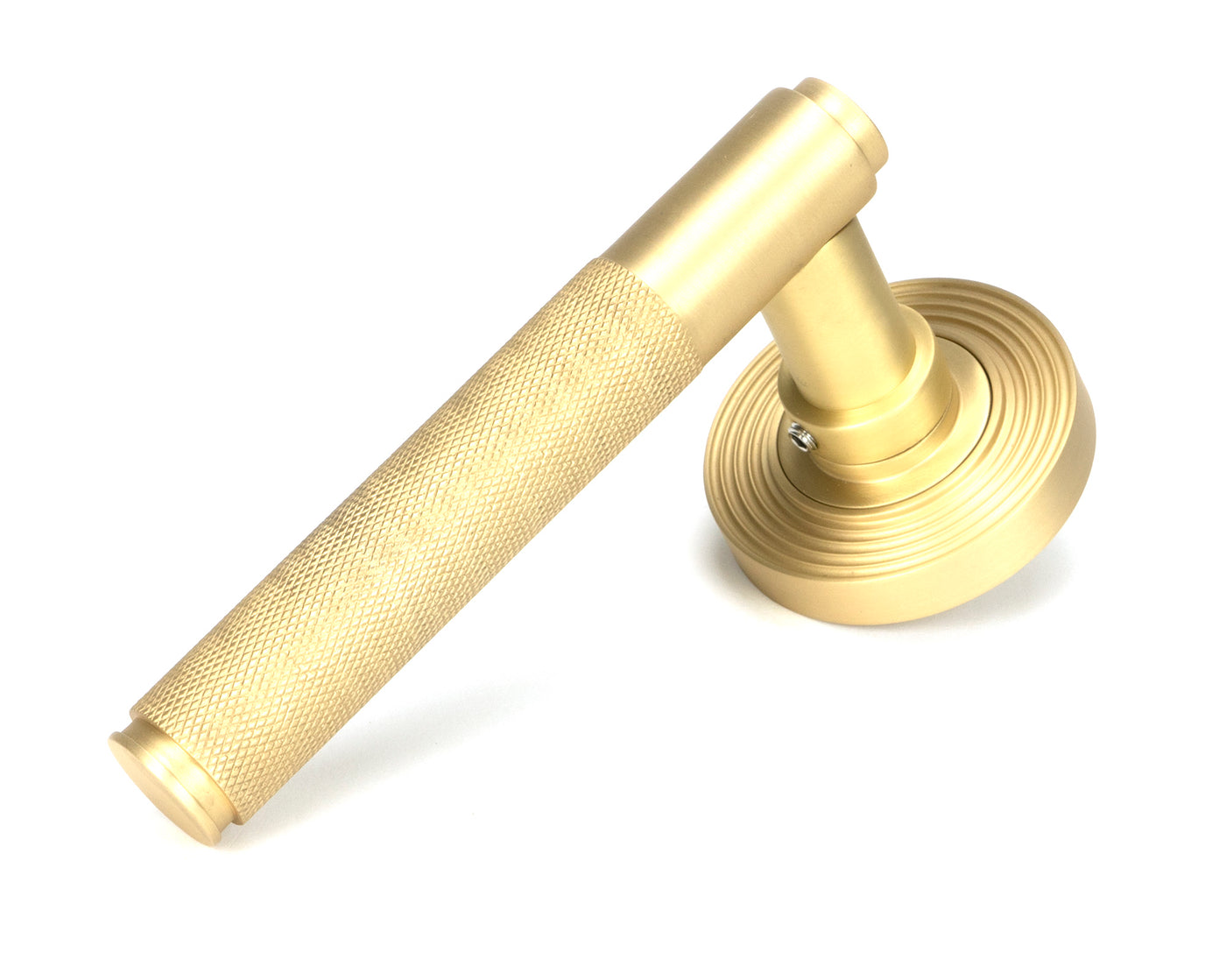 From The Anvil 50849 - Satin Brass Brompton Lever on Rose Set (Beehive) - Unsprung