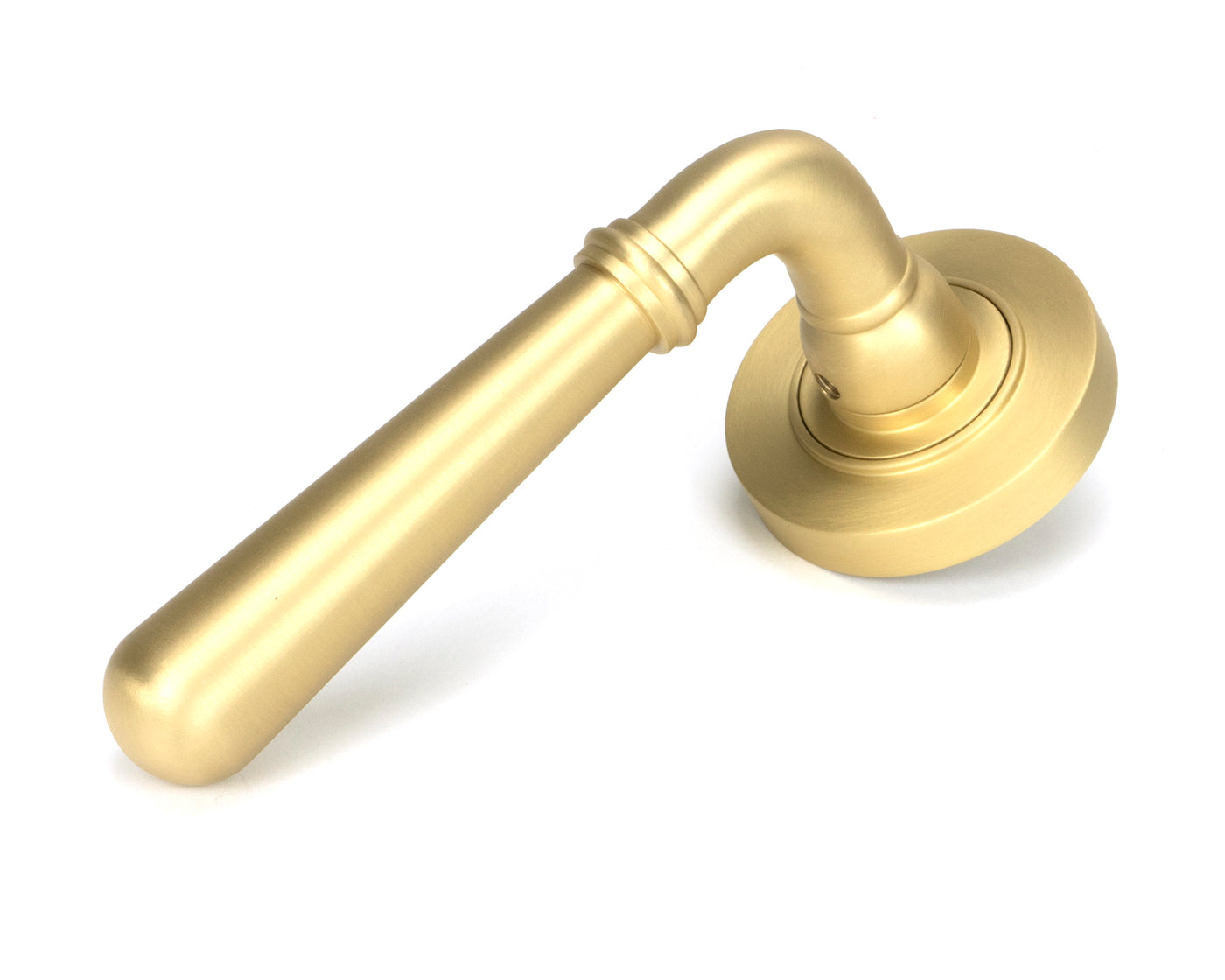 From The Anvil 50853 - Satin Brass Newbury Lever on Rose Set (Plain)