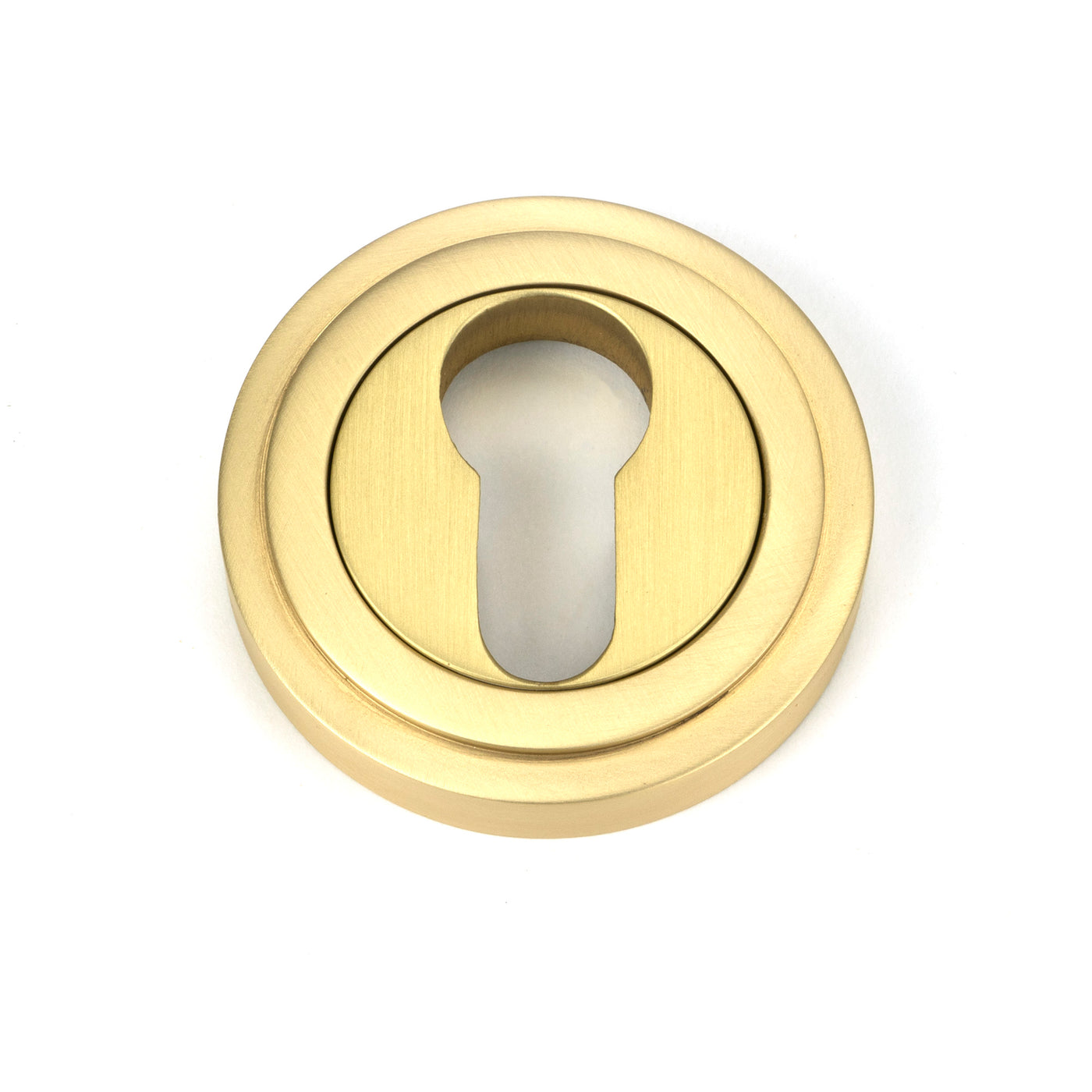 From The Anvil 50877 - Satin Brass Round Euro Escutcheon (Art Deco)
