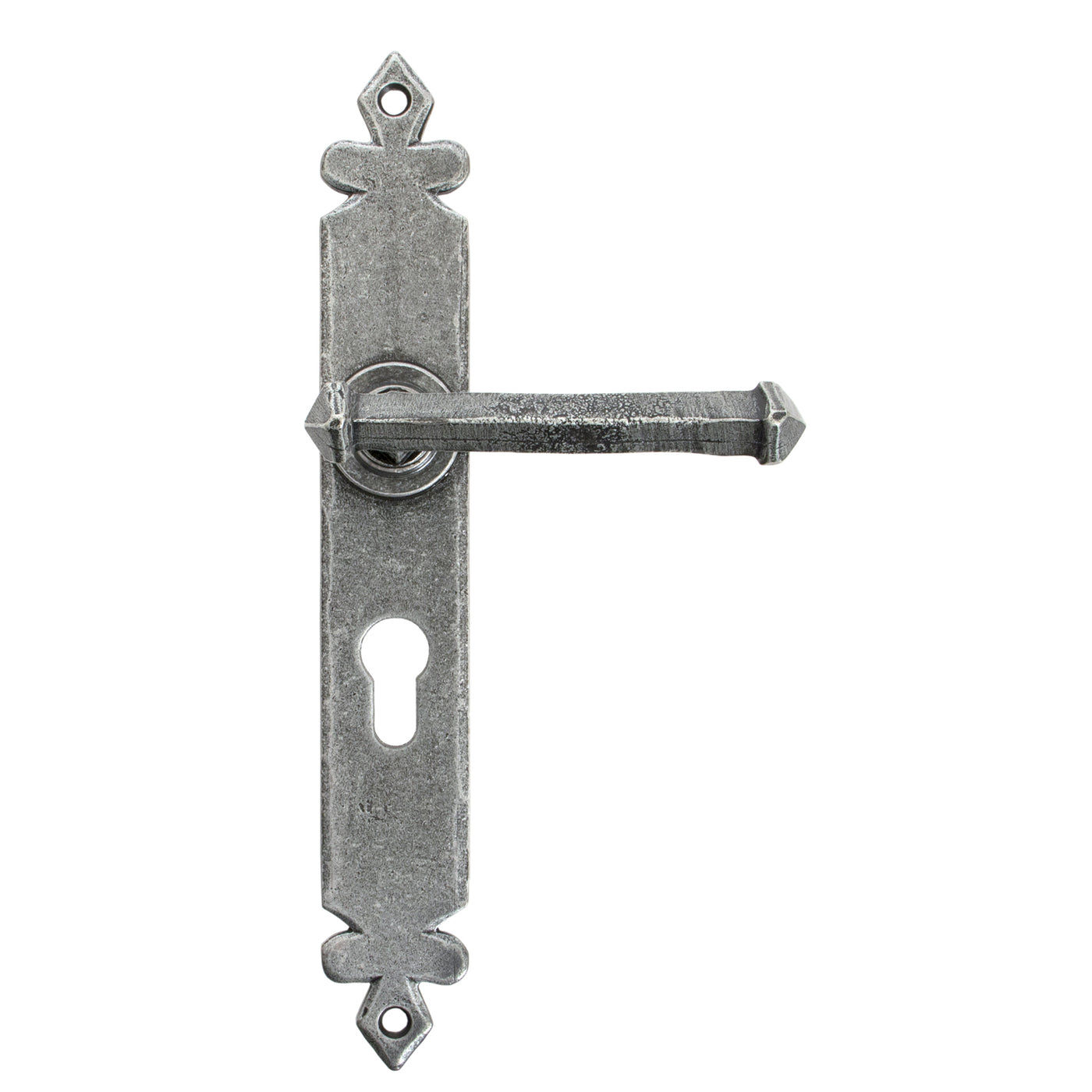 From The Anvil 92063 - Pewter Tudor Lever Euro Lock Set #finish_pewter-patina