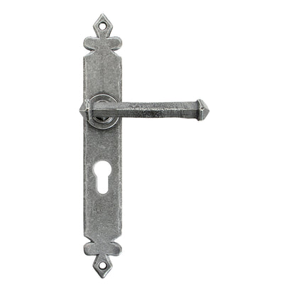 From The Anvil 92063 - Pewter Tudor Lever Euro Lock Set #finish_pewter-patina